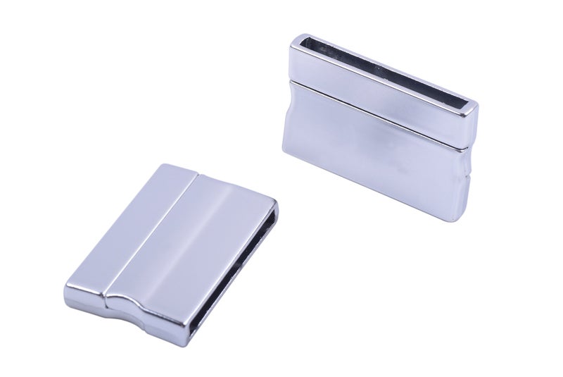 KONMAY 3 Sets Matte Silver Rectangle 30.0x3.0mm Glue-in Ends Flat Magnetic Jewelry Clasp - Image 1